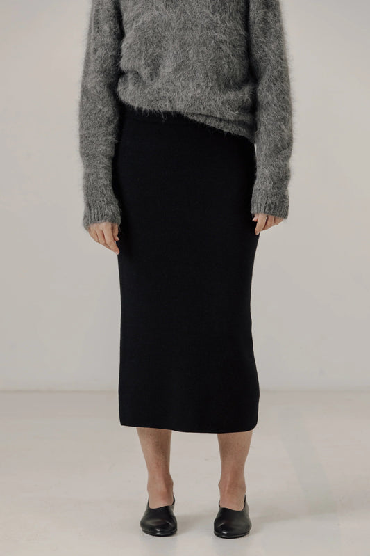 Bare Knitwear Alpaca Knit Midi Skirt - Classic Black