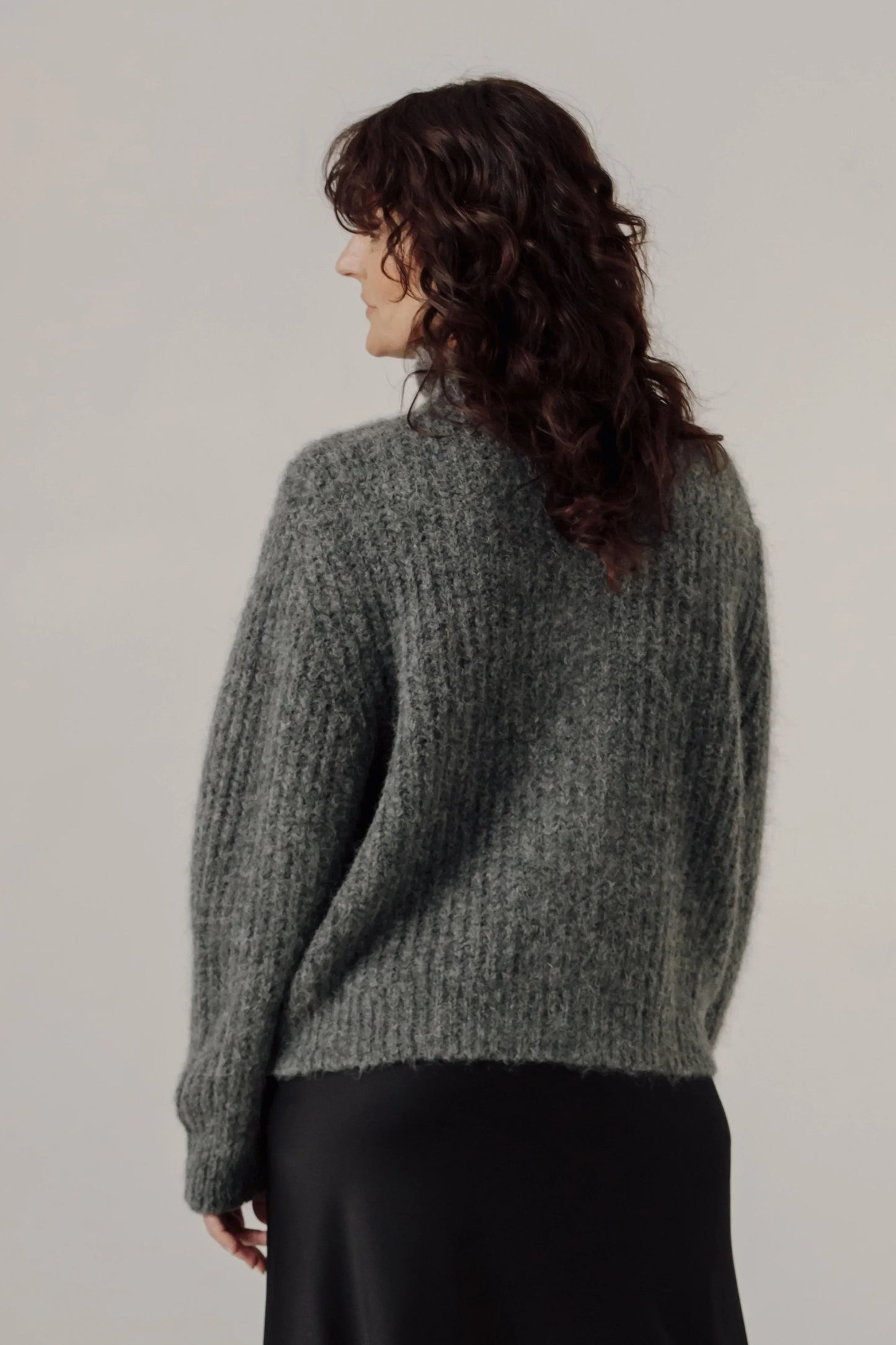 Bare Knitwear Alpaca Rib Zip Jacket - Stone