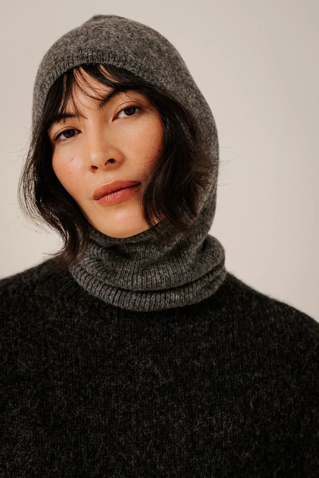 Bare Knitwear Baby Alpaca Balaclava - Charcoal