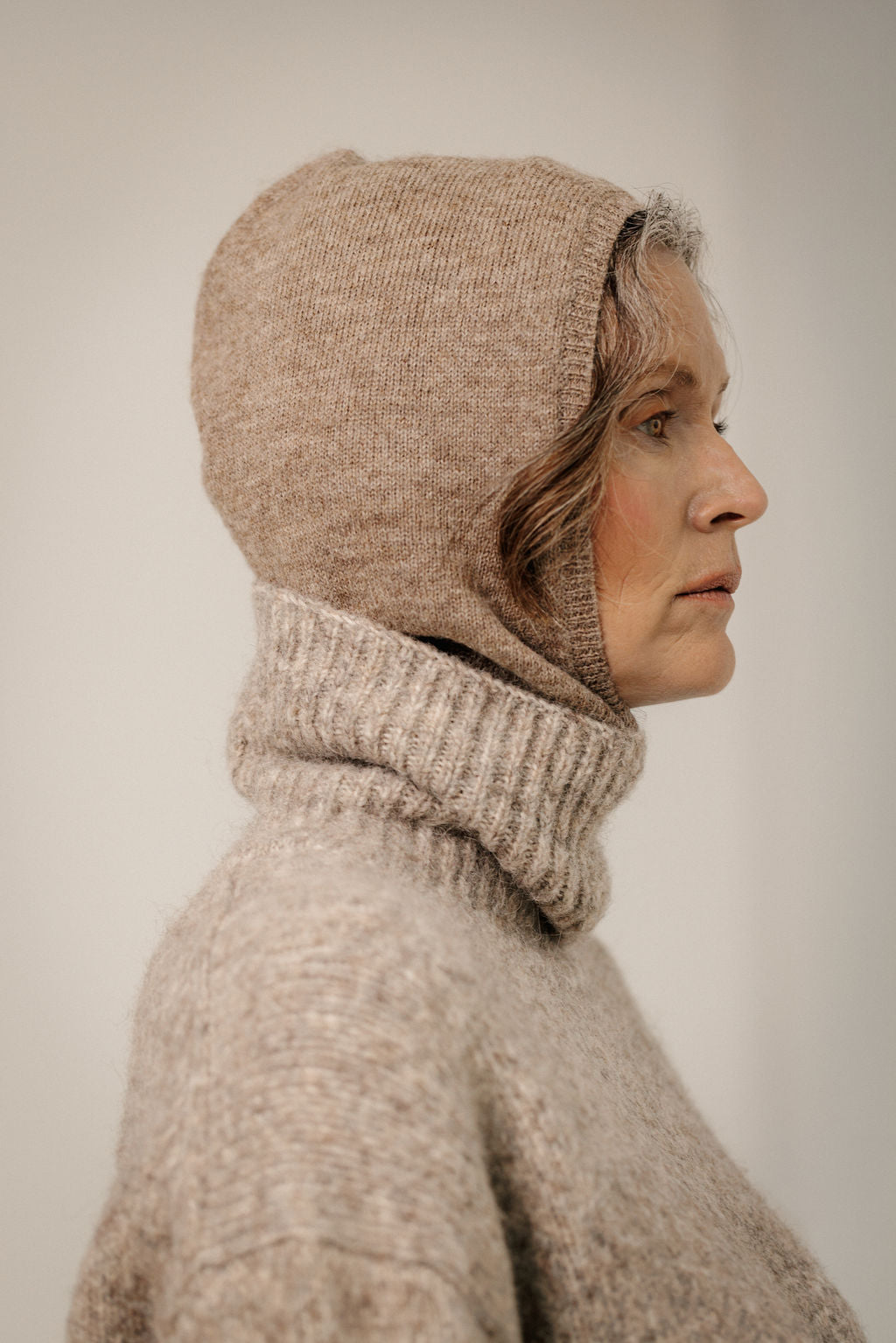 Bare Knitwear Baby Alpaca Balaclava - Dark Fawn