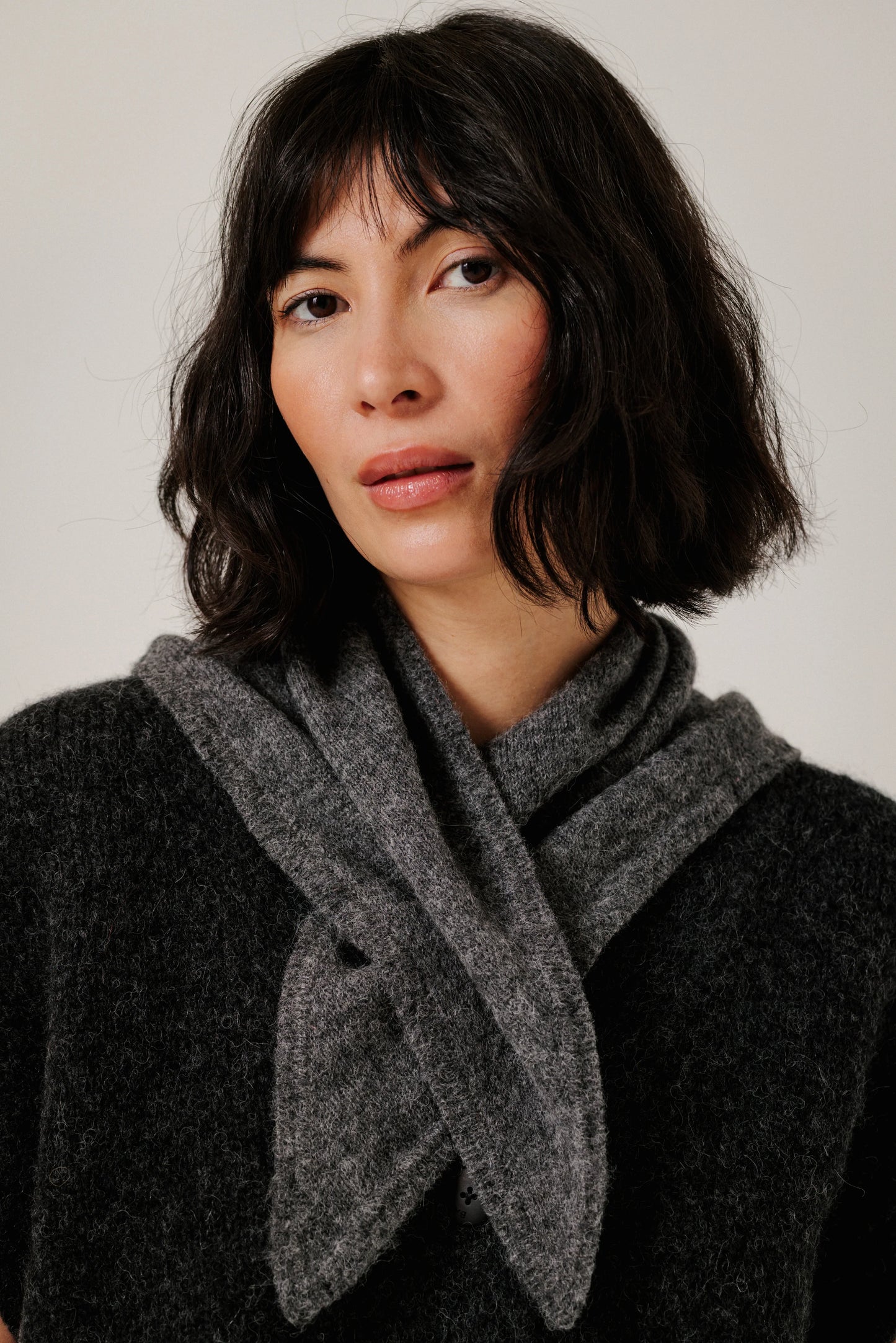 Bare Knitwear Baby Alpaca Bandana - Charcoal