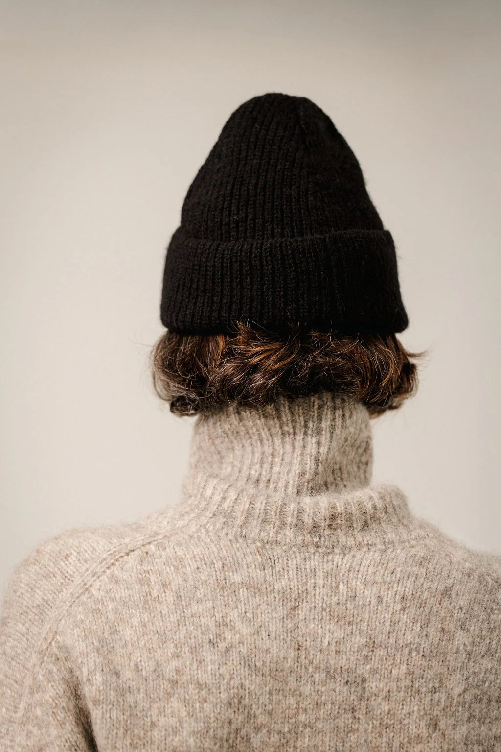 Bare Knitwear Baby Alpaca Rib Beanie - Black