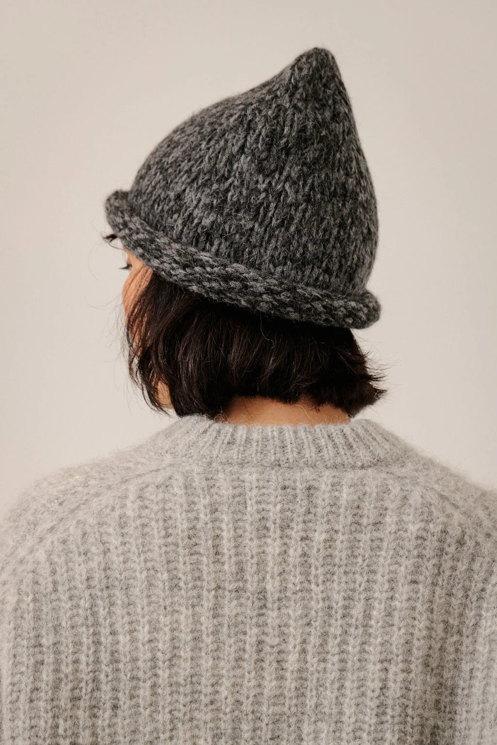 Bare Knitwear Baby Alpaca Roll Hat - Charcoal Marl