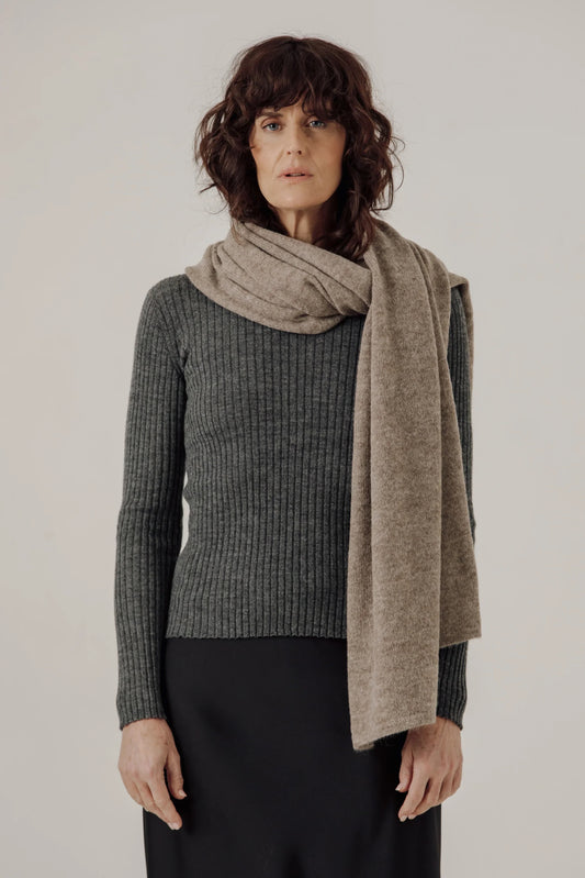 Bare Knitwear Alpaca Travel Wrap - Dark Fawn