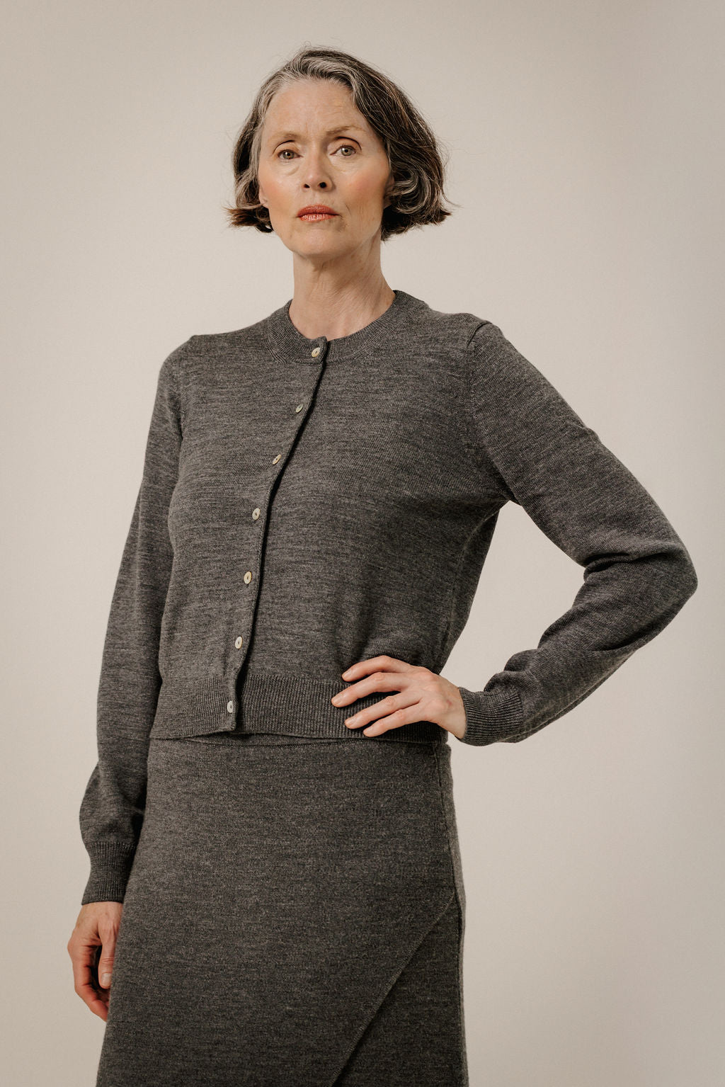 Bare Knitwear Classic Merino Cardigan - Charcoal