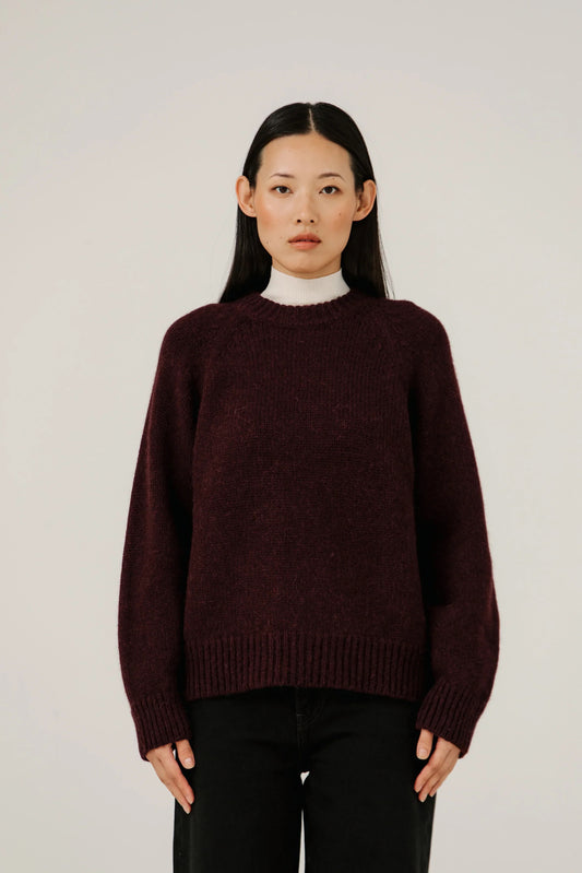 Bare Knitwear Classic Oversized Crewneck - Deep Maroon