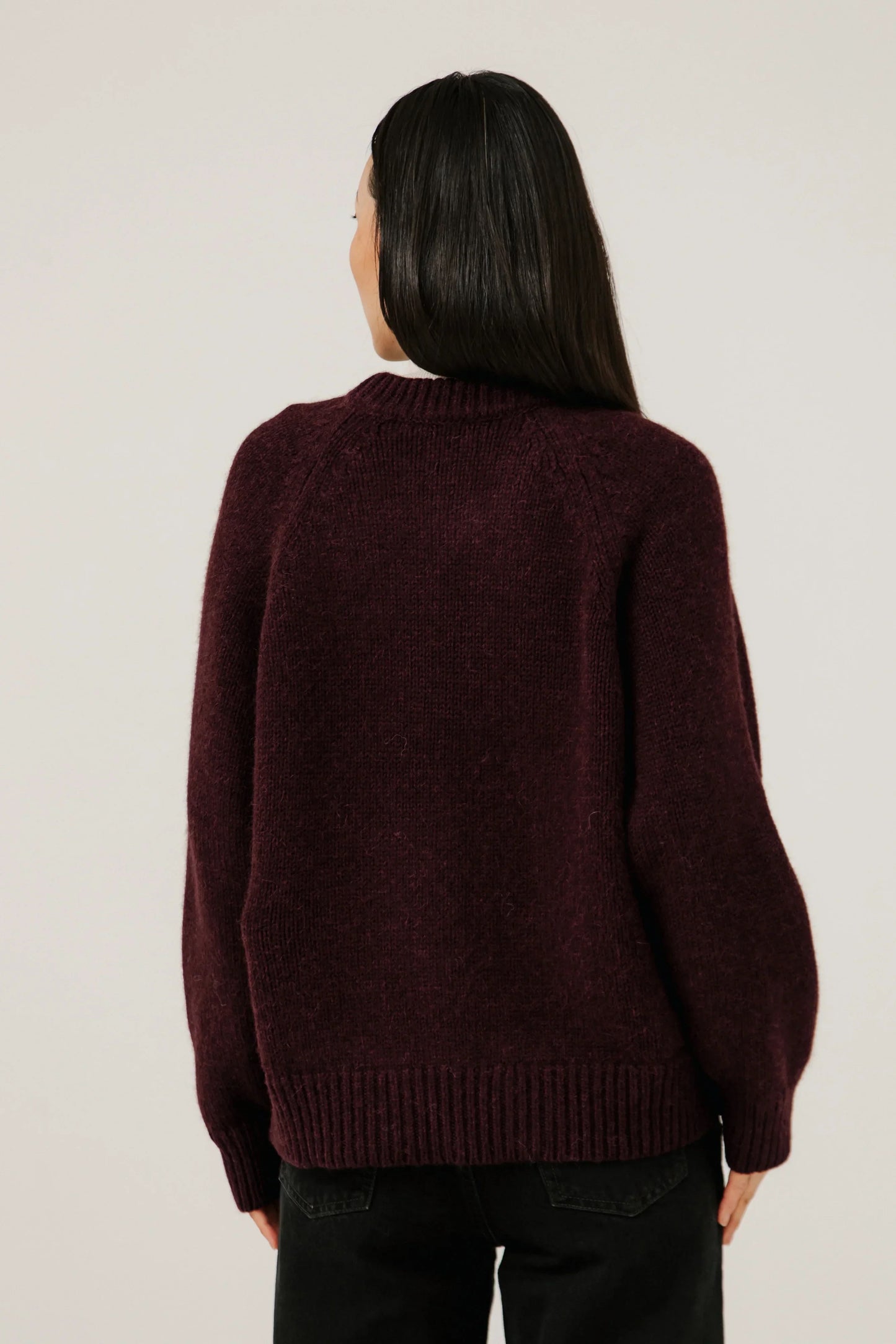 Bare Knitwear Classic Oversized Crewneck - Deep Maroon