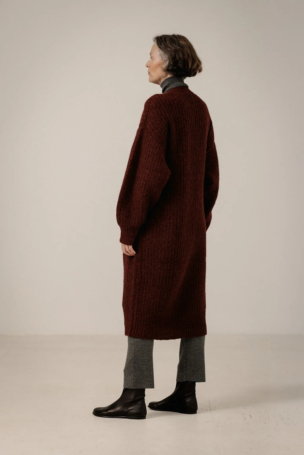 Bare Knitwear Lofty Alpaca Midi Cardigan - Deep Maroon