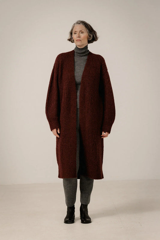 Bare Knitwear Lofty Alpaca Midi Cardigan - Deep Maroon