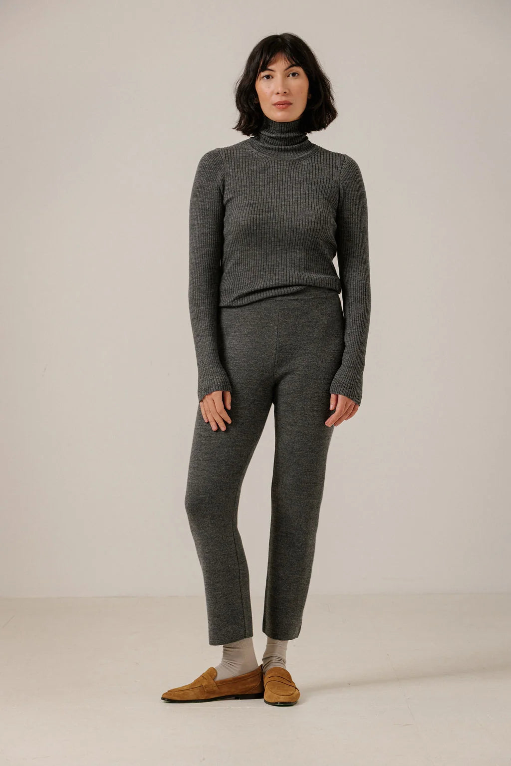 Bare Knitwear Merino Slim Pants - Charcoal