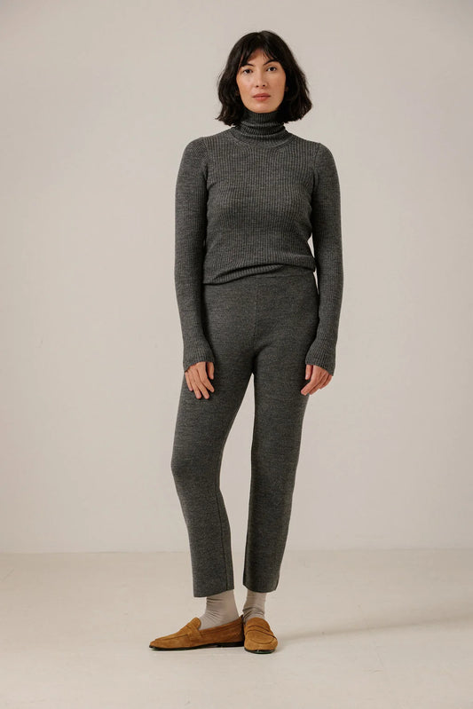 Bare Knitwear Merino Slim Pants - Charcoal