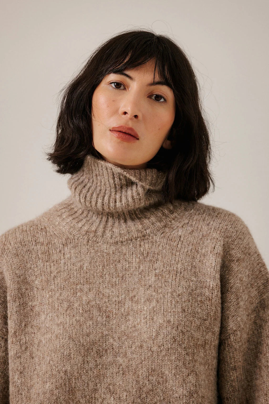 Bare Knitwear Oversized Alpaca Turtleneck - Dark Fawn