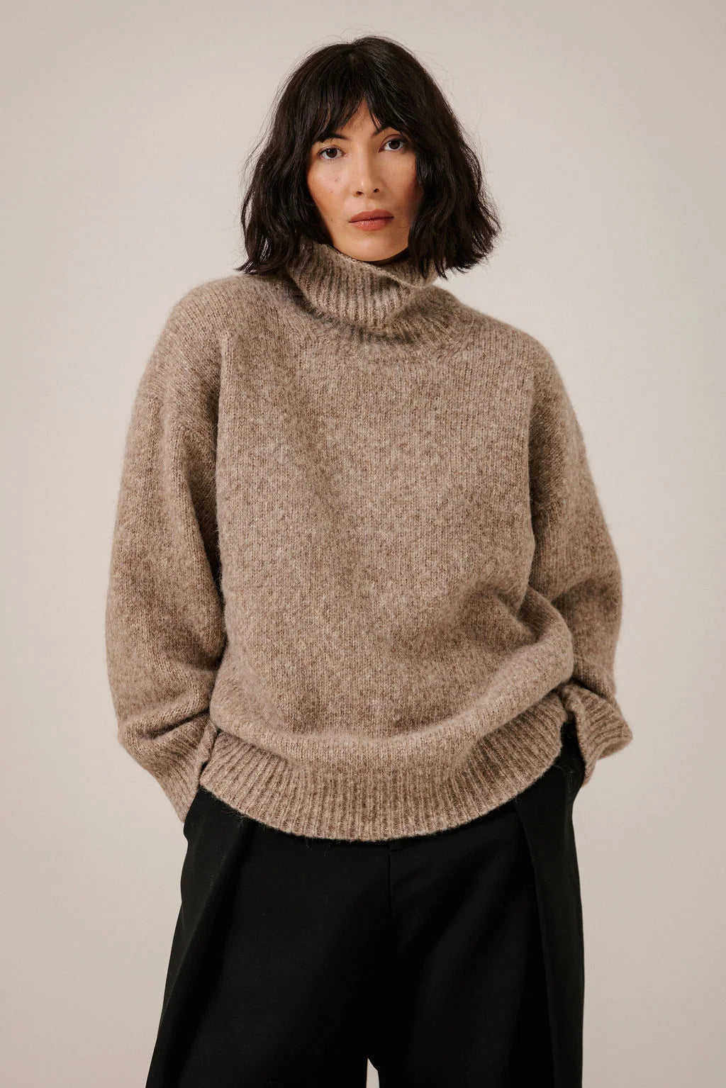 Bare Knitwear Oversized Alpaca Turtleneck - Dark Fawn