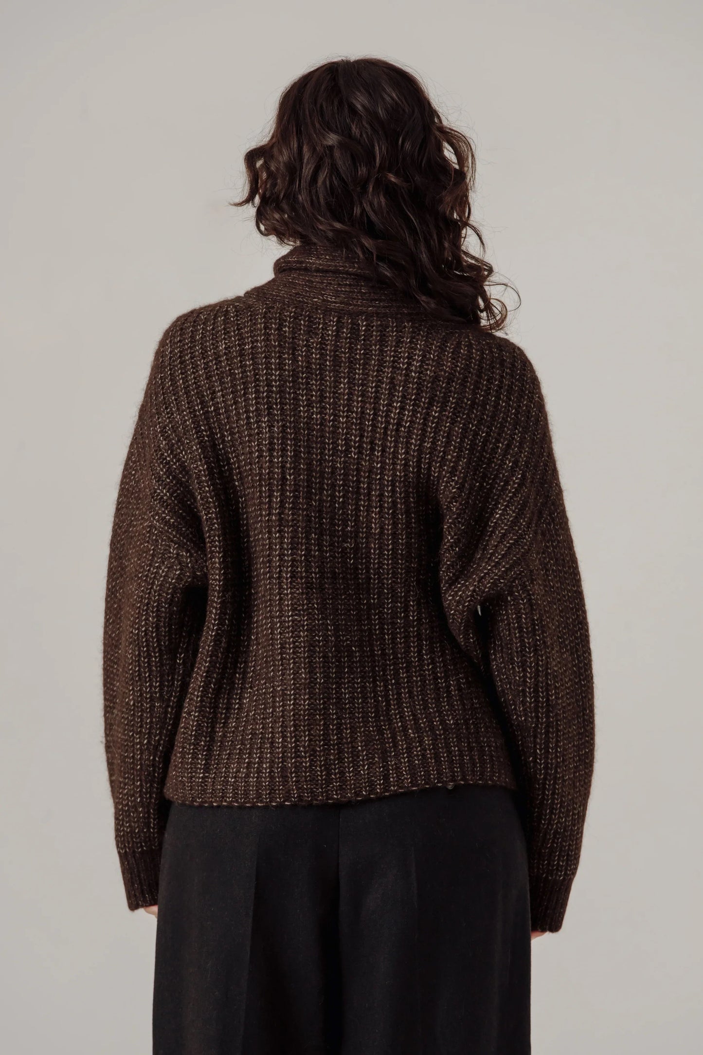 Bare Knitwear Oversized Shawl Sweater - Carob