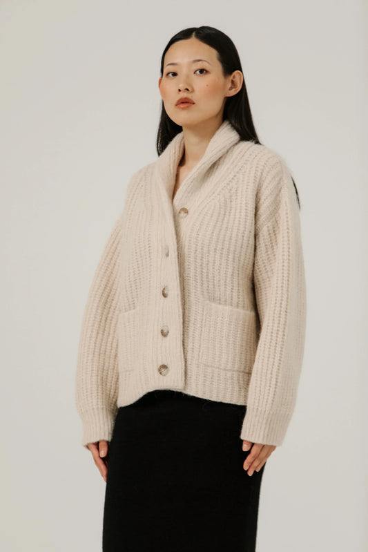 Bare Knitwear Oversized Shawl Cardigan - Cream