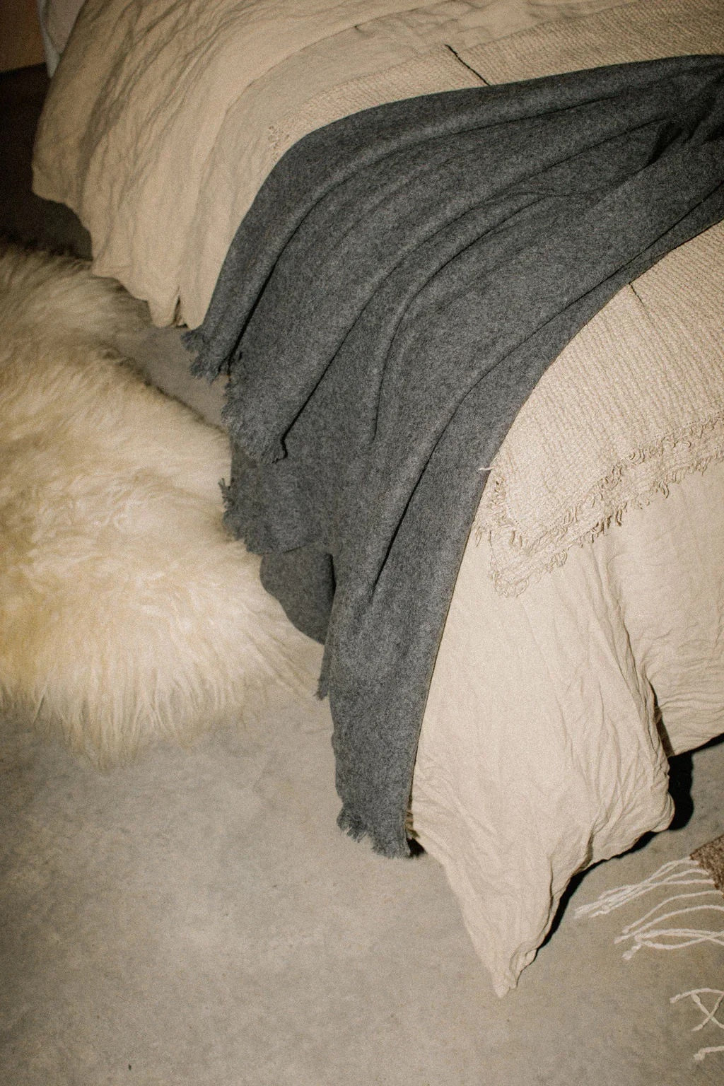 Bare Knitwear Pender Alpaca Throw Blanket in Stone