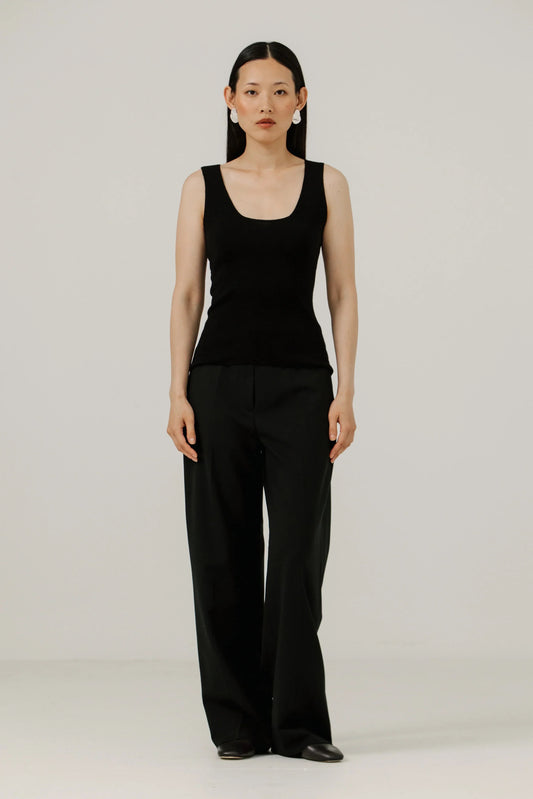 Bare Knitwear Slim Knit Tank - Classic Black