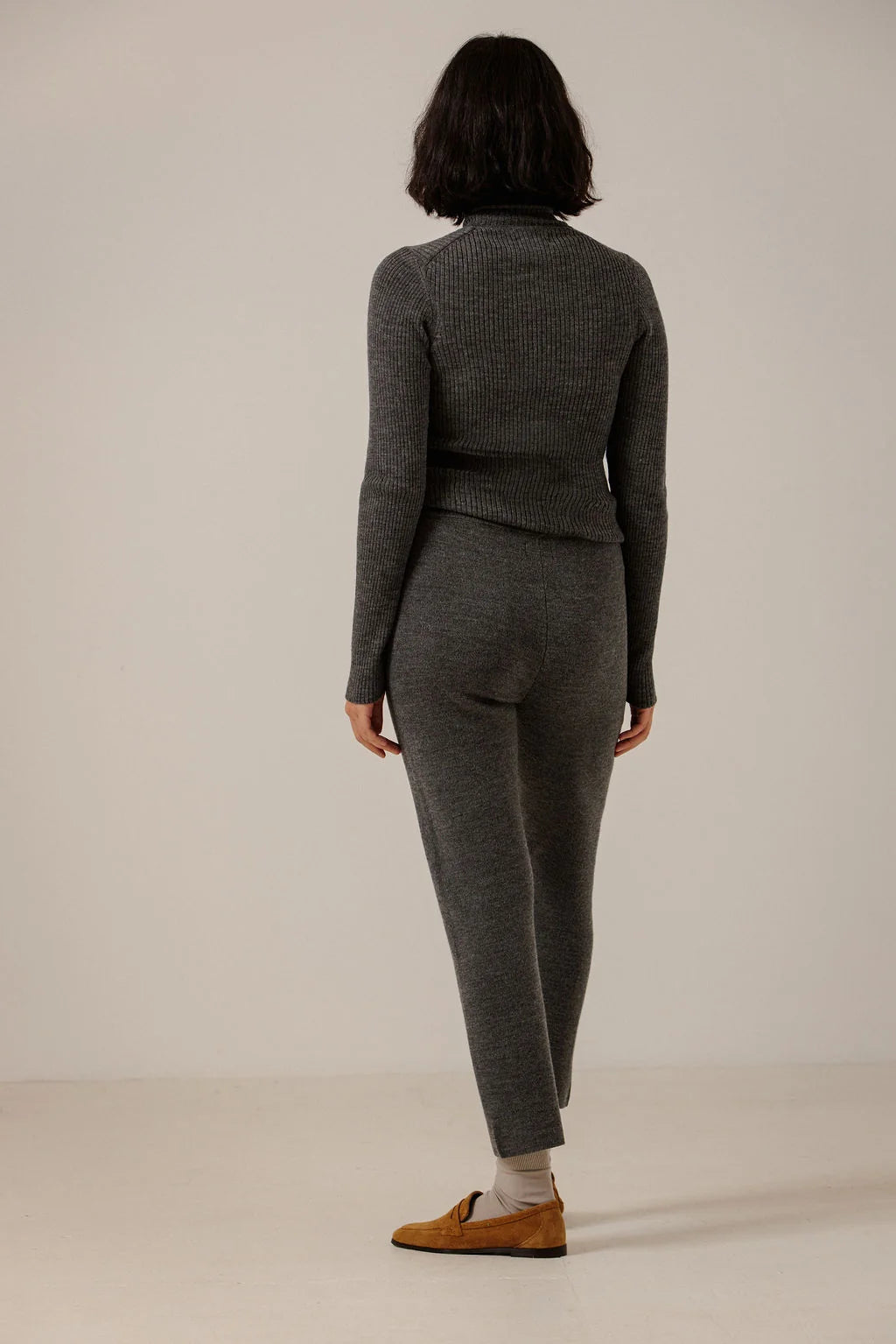 Bare Knitwear Merino Slim Pants - Charcoal