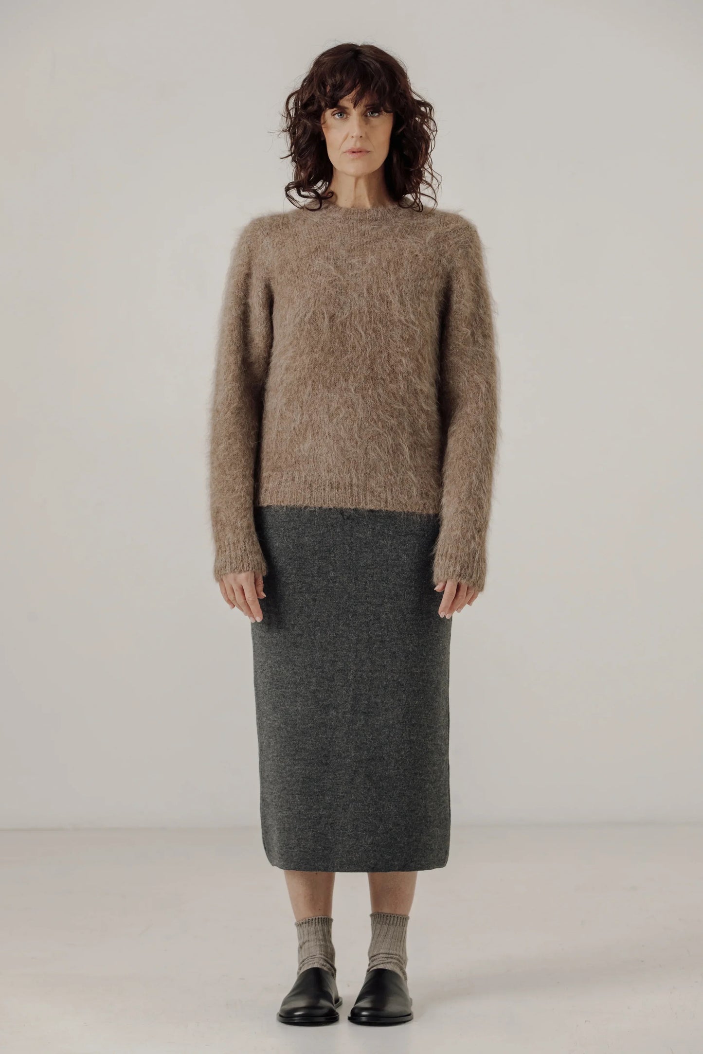 Bare Knitwear Suri Alpaca Crewneck - Taupe