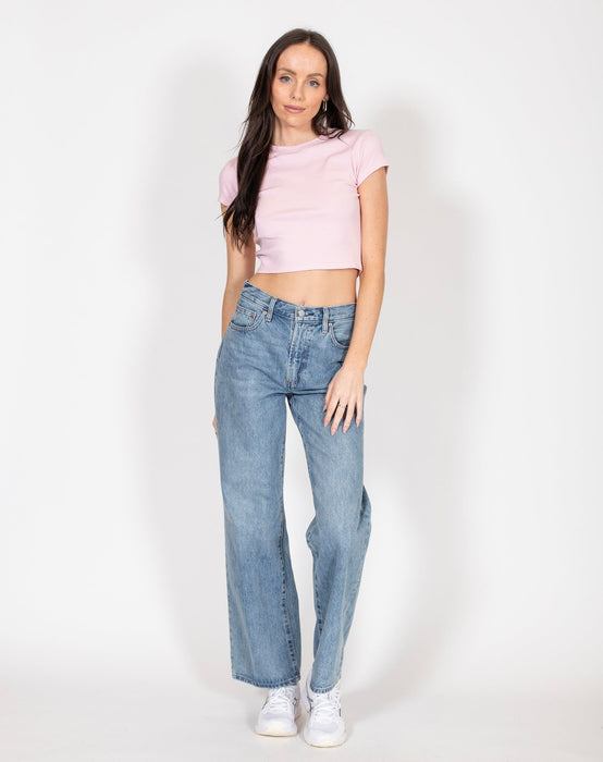 Brunette The Label Cropped Ribbed Tee - Bubblegum