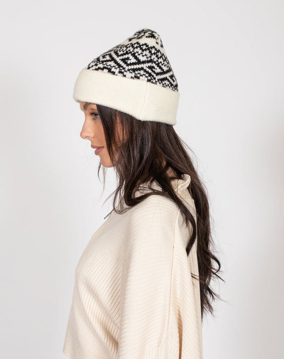 Fair Isle Knit Toque - Cream/ Black