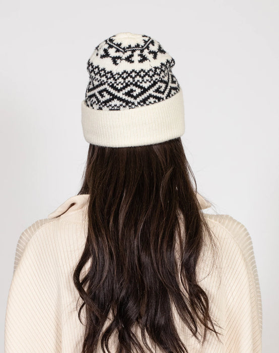 Fair Isle Knit Toque - Cream/ Black