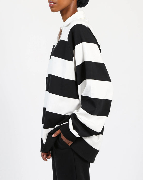Brunette the Label Not Your Boyfriend's Rugby - White with Black