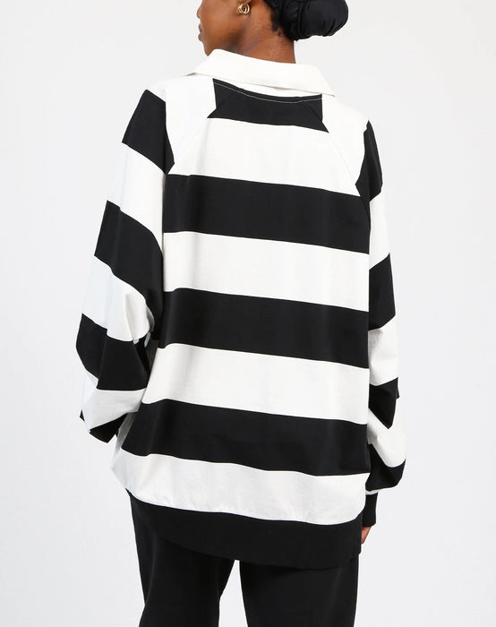Brunette the Label Not Your Boyfriend's Rugby - White with Black