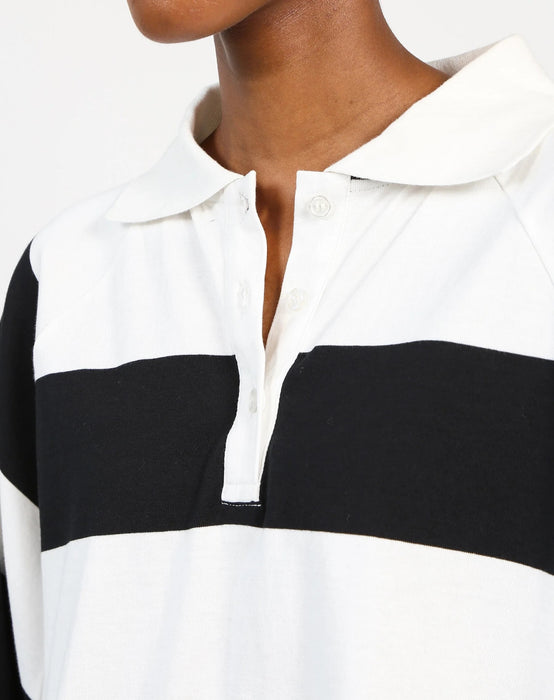 Brunette the Label Not Your Boyfriend's Rugby - White with Black