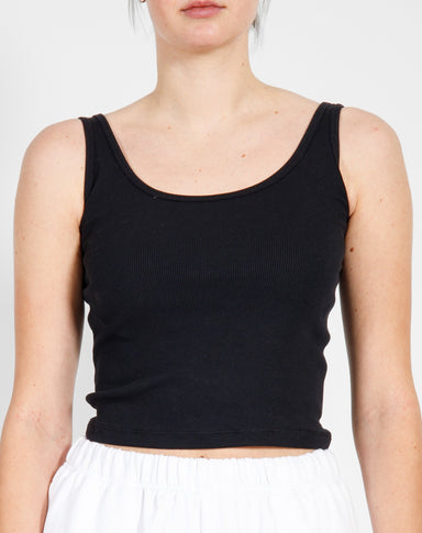 Brunette the Label Ribbed Fitted Tank Top - Black