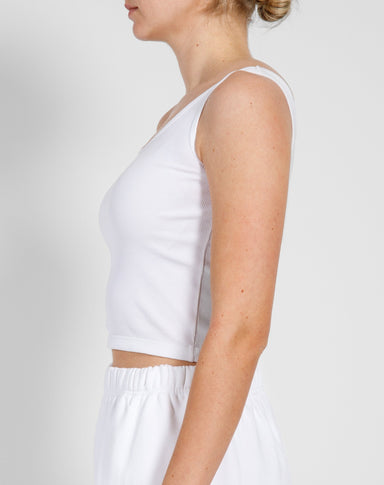Brunette the Label Ribbed Fitted Tank Top - White