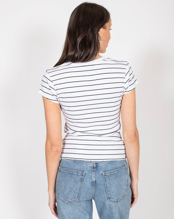 Brunette The Label Ribbed Fitted Tee - Black Stripe