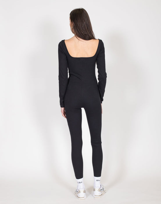 Brunette the Label Ribbed Long Sleeve Jumpsuit - Black