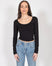Brunette The Label Scoop Neck Long Sleeve Tee - Black