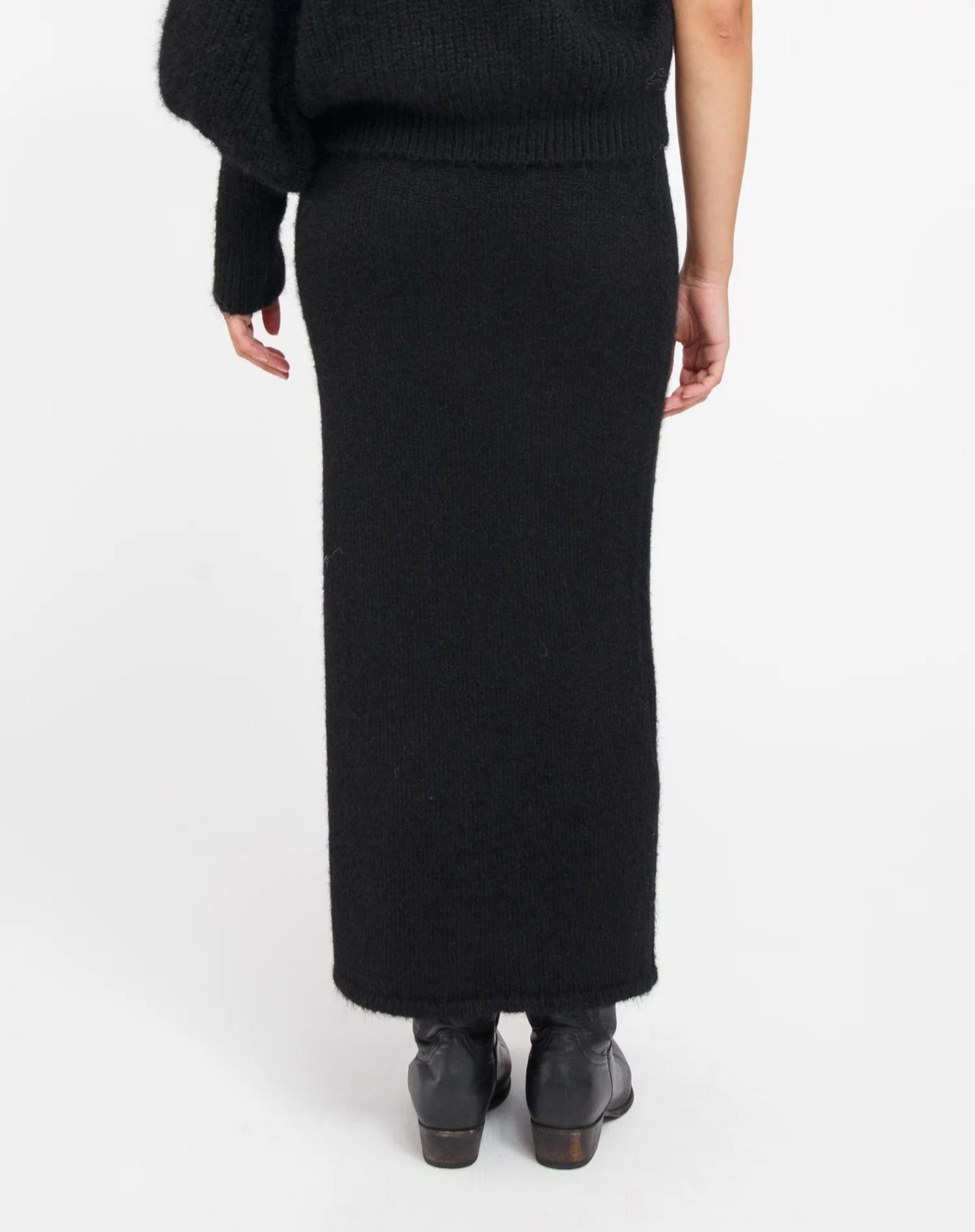 Brunette the Label Victoria Midi Knit Skirt - Black