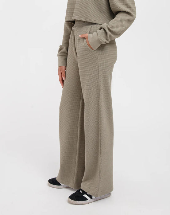 Waffle Knit Wide leg Pant - Olive