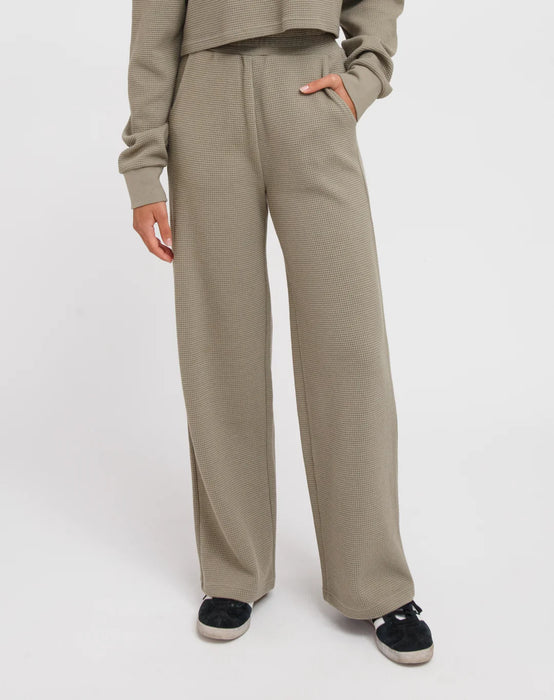 Waffle Knit Wide leg Pant - Olive