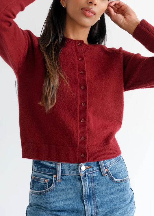 Brunette the Label Little Sister Cardigan - Burgundy