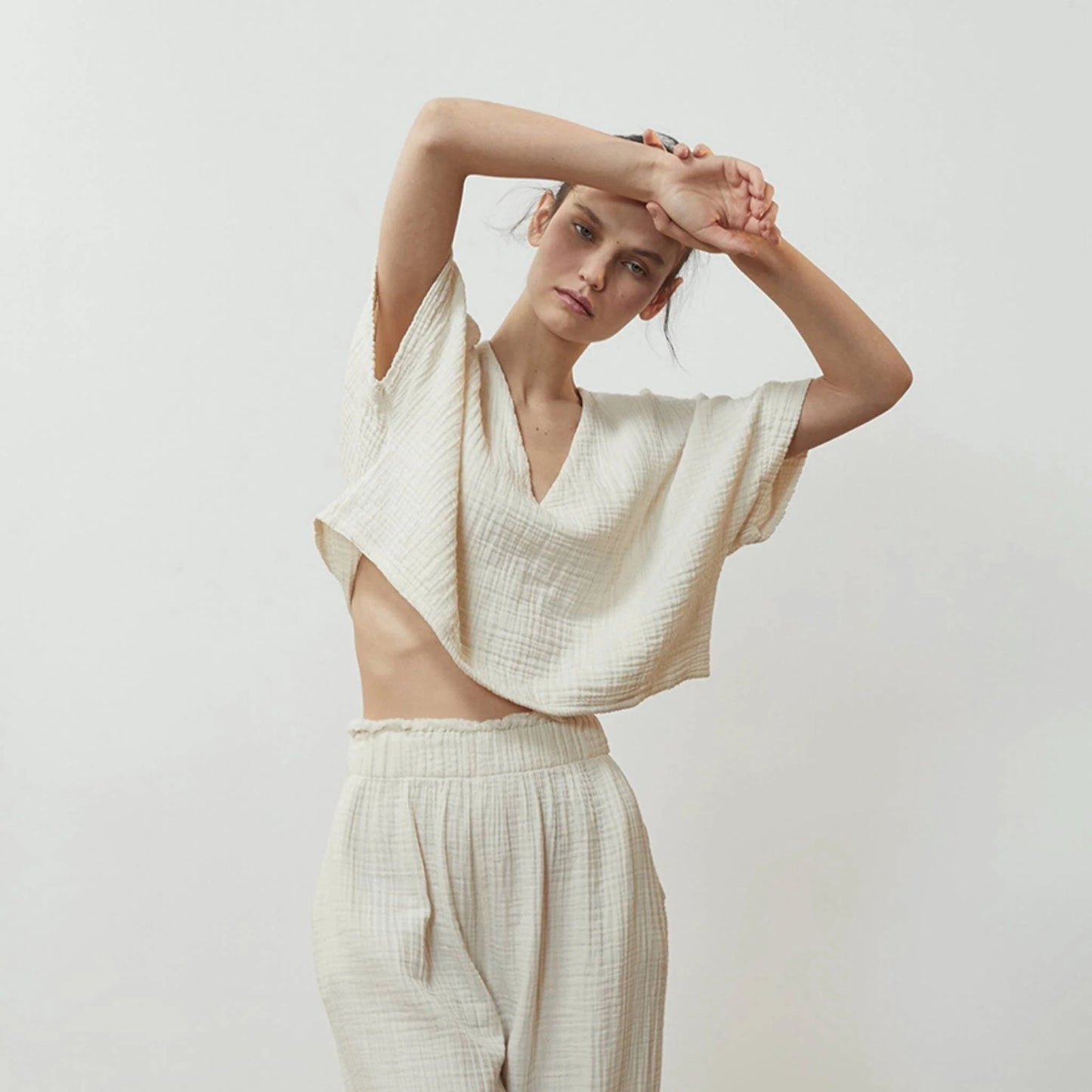 Crinkle Crop Top - White