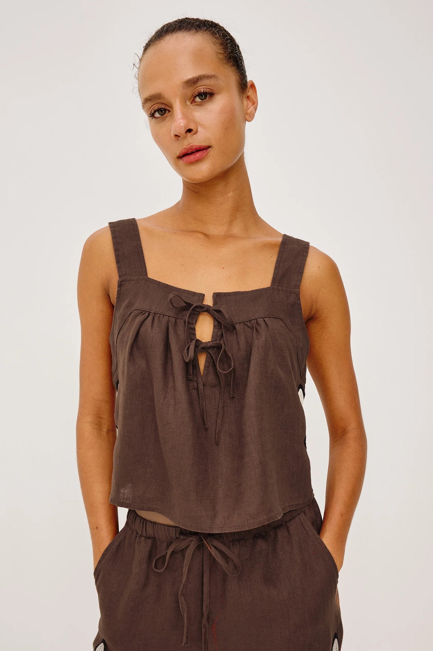 Rails Calais Top - Cocoa Floral Embroidery