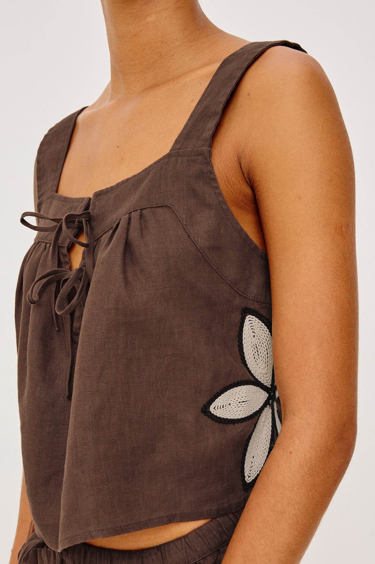Rails Calais Top - Cocoa Floral Embroidery