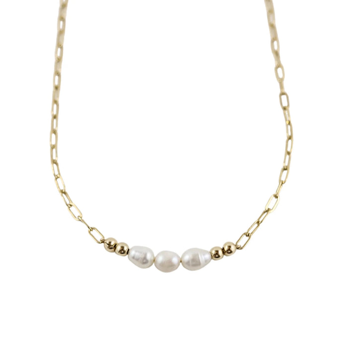 LOLO Chloe Pearl Trio Necklace - Gold