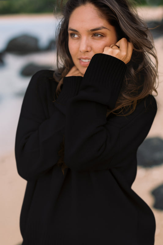 Palu Le'ia Cashmere Poncho Sweater - Black