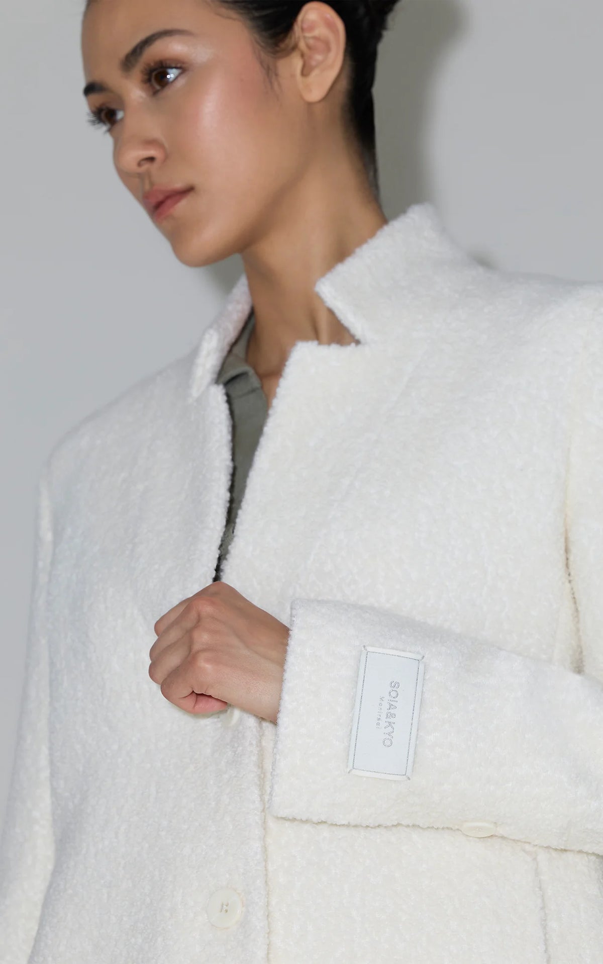 Soia & Kyo Diane Midi Coat in Bouclé Wool - Powder