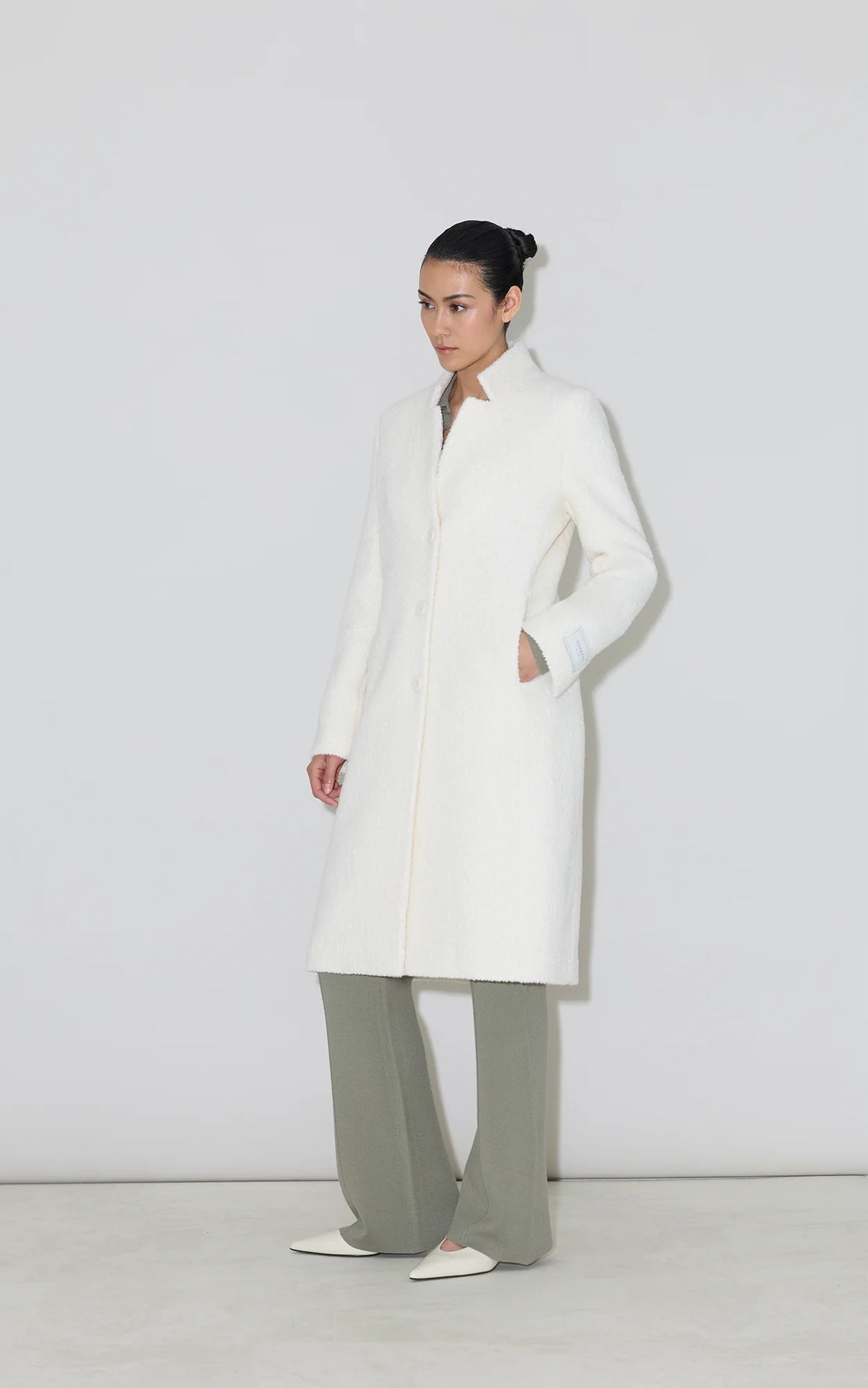 Soia & Kyo Diane Midi Coat in Bouclé Wool - Powder