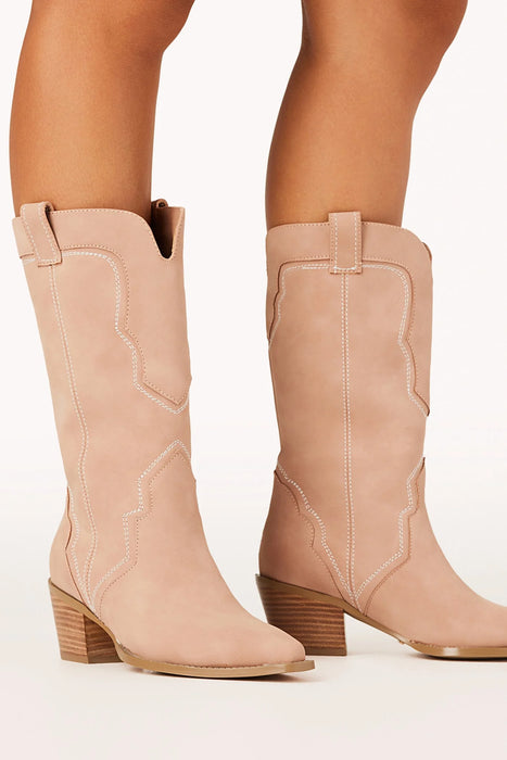 Dariel Mid Calf Western Boots - Orchid Nubuck