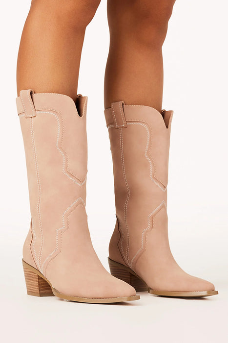 Dariel Mid Calf Western Boots - Orchid Nubuck