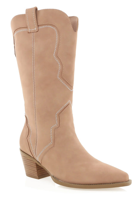 Dariel Mid Calf Western Boots - Orchid Nubuck