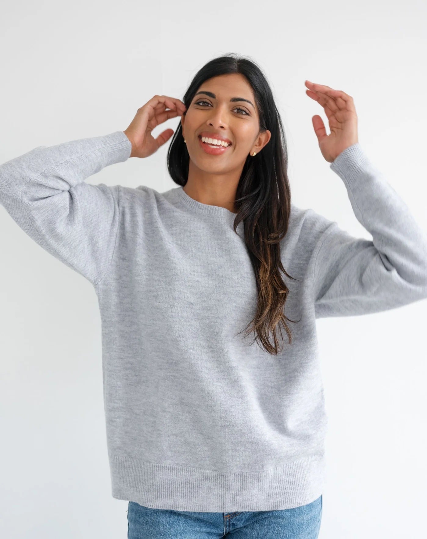 Brunette the Label Oversized Knitted Crew - Grey