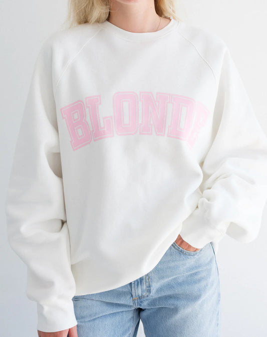 "Blonde" Varsity Not Your Boyfriend's Crew - Cream/ Pink